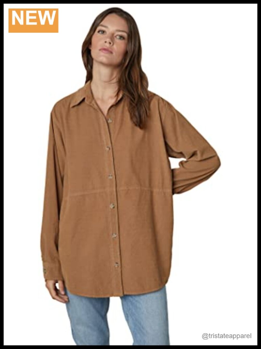 Velvet by Graham & Spencer Jeslyn Corduroy Oversized Shirt Side Pockets